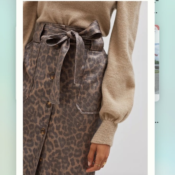Anthropologie Current Air Belted A-Line MIDI Skirt Size L. - Picture 2 of 10